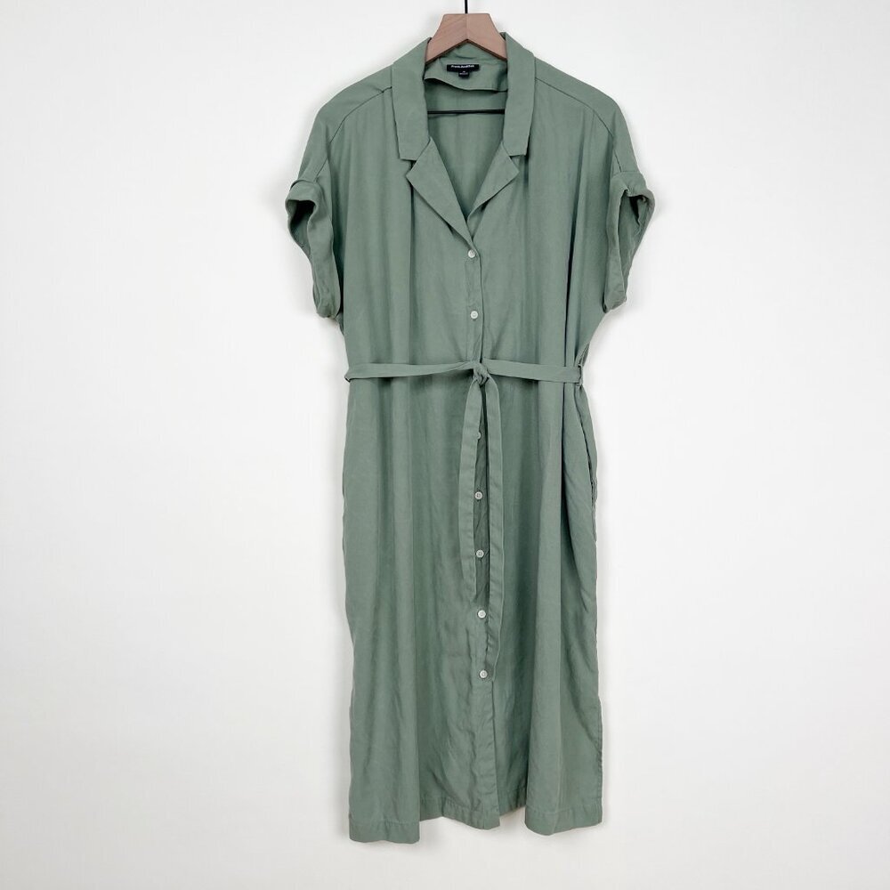 Frank & Oak Textured Camp Collar Midi Shirt Dress Button Down Up Front Casual XL - Picture 7 of 14